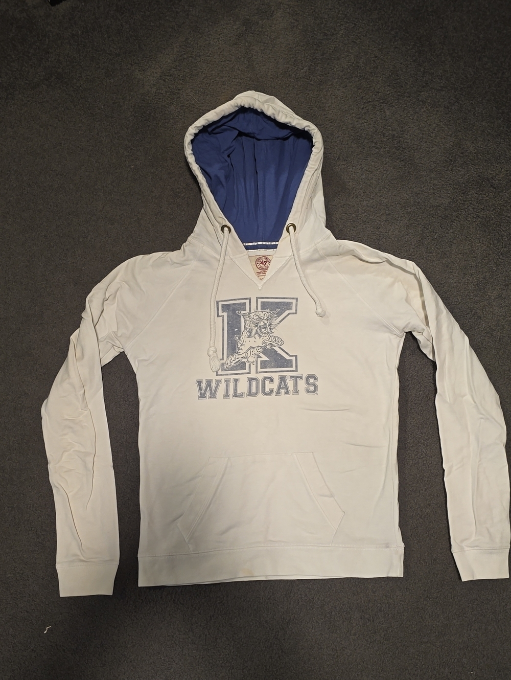 47 Men’s Wildcats Crewneck Hoodie - White with Blue Lining - Picture 1 of 6